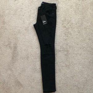 Black Mid Rise Destroyed Jeans